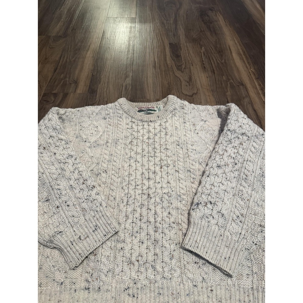 Men's Cable Knit Cardigan Sweater - Cream Speckle - Picture 2 of 6